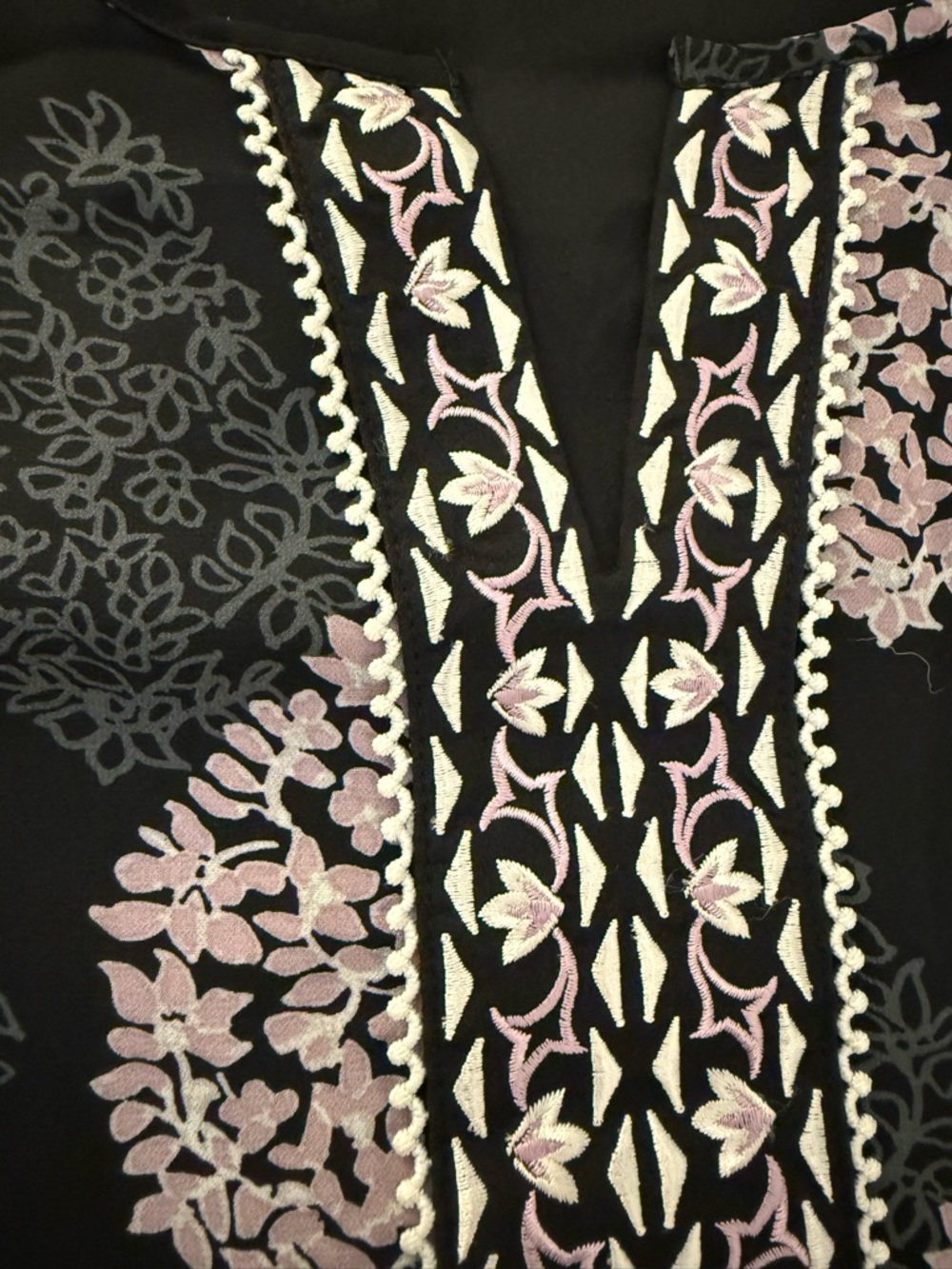 Belle by Kim Gravel Black Tunic with Pale Pink Floral Print - Picture 6 of 12